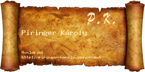 Piringer Károly névjegykártya